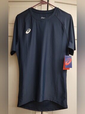 Asics Men's Navy Short-Sleeve Shirt
